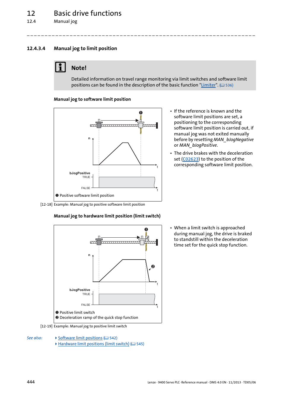 4 manual jog to limit position, Manual jog to limit position, 12 basic drive functions | Lenze E94AxPExxxx User Manual | Page 444 / 976