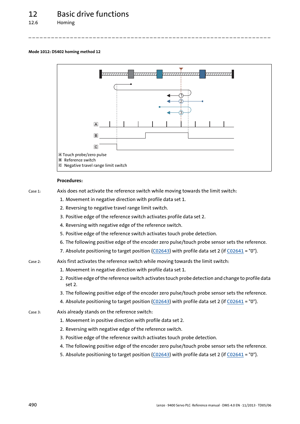 Mode 1012: ds402 homing method 12, 12 basic drive functions | Lenze E94AxPExxxx User Manual | Page 490 / 976