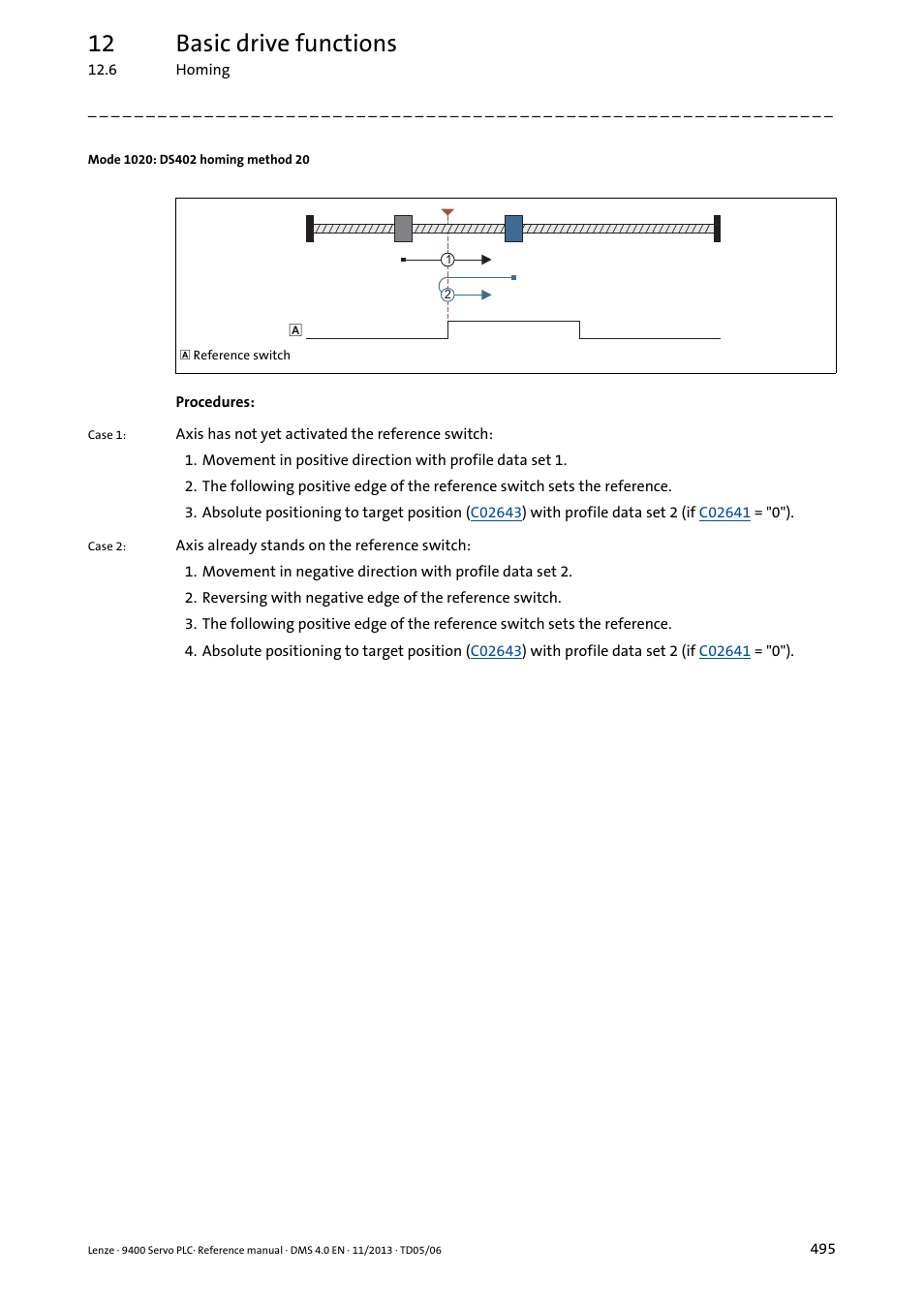 Mode 1020: ds402 homing method 20, 12 basic drive functions | Lenze E94AxPExxxx User Manual | Page 495 / 976