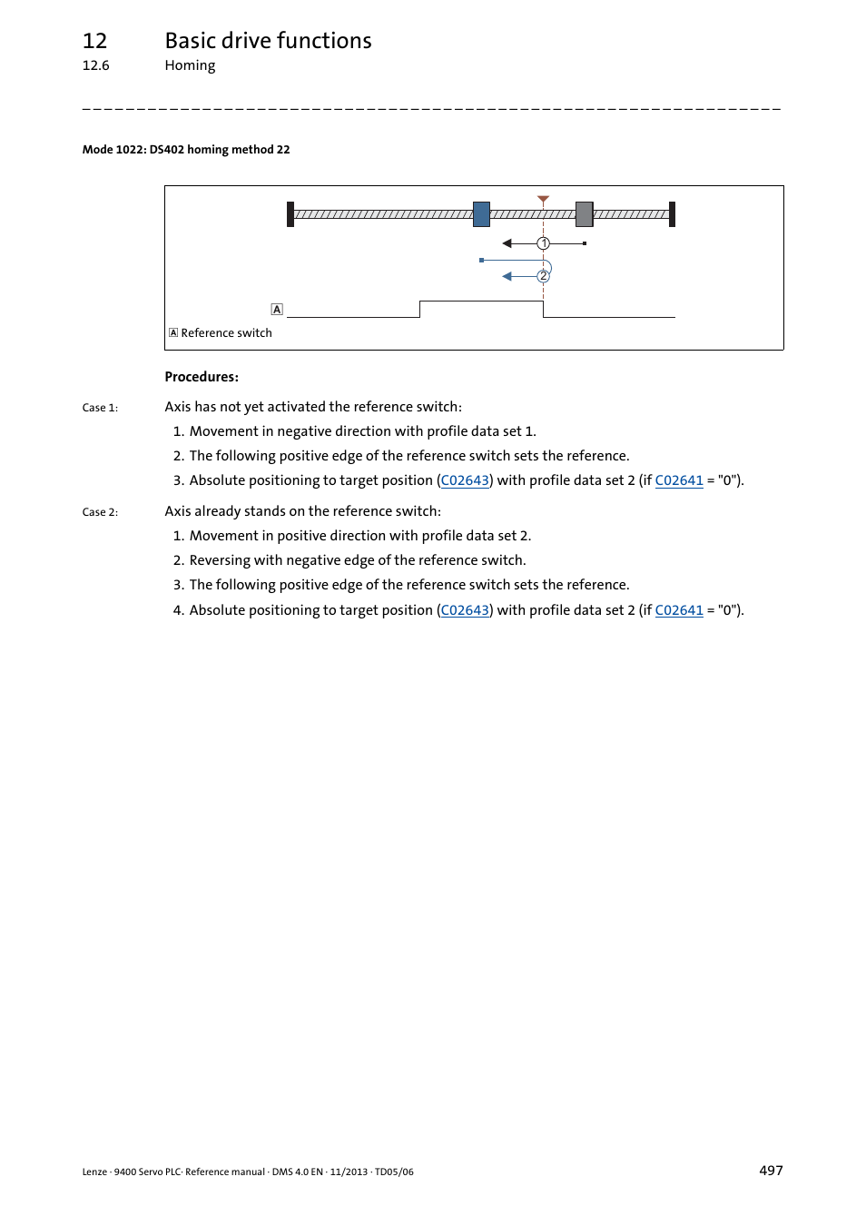 Mode 1022: ds402 homing method 22, 12 basic drive functions | Lenze E94AxPExxxx User Manual | Page 497 / 976