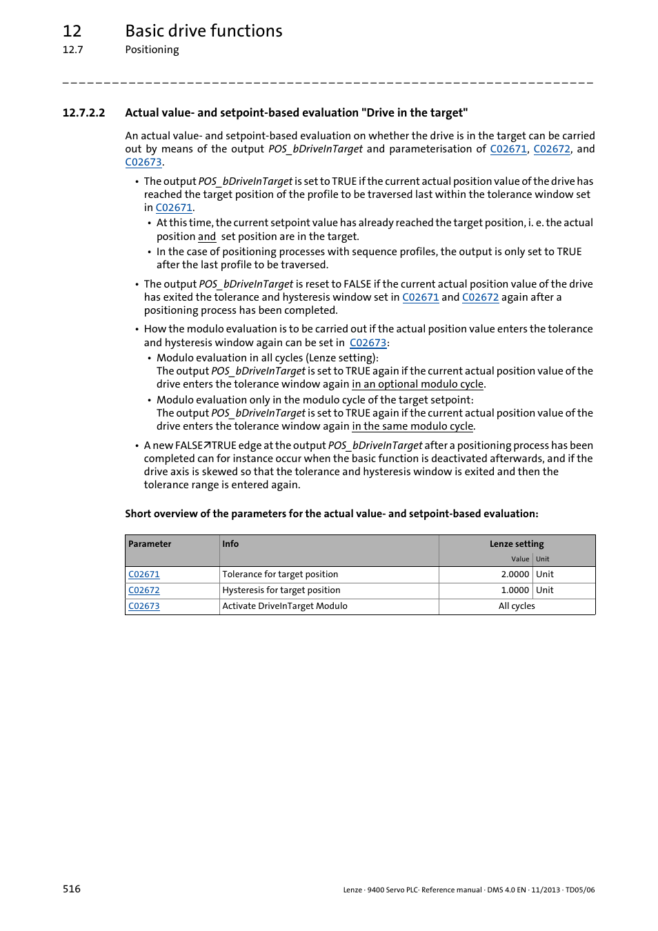 Rget, The target, 12 basic drive functions | Lenze E94AxPExxxx User Manual | Page 516 / 976