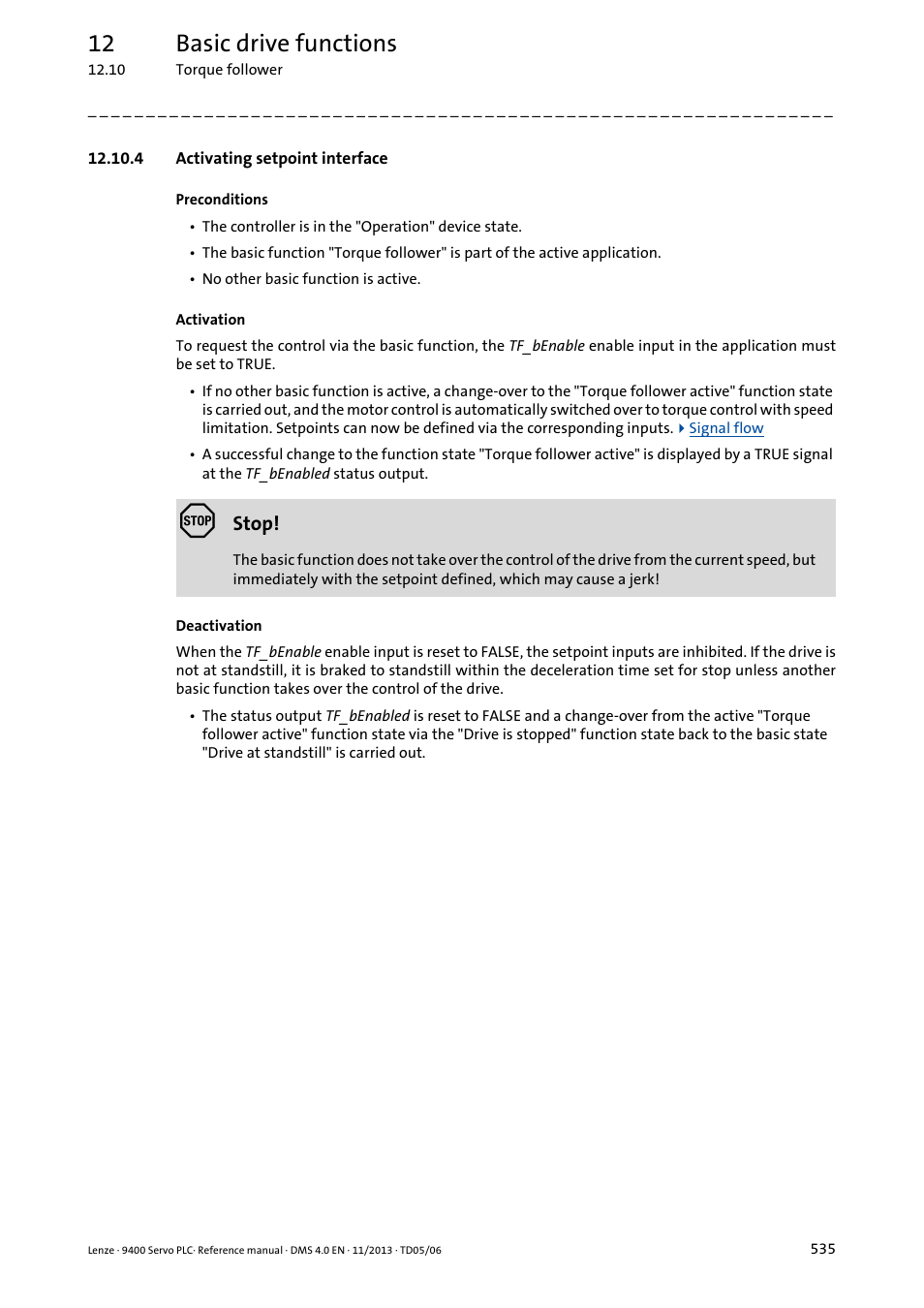 4 activating setpoint interface, Activating setpoint interface, 12 basic drive functions | Lenze E94AxPExxxx User Manual | Page 535 / 976
