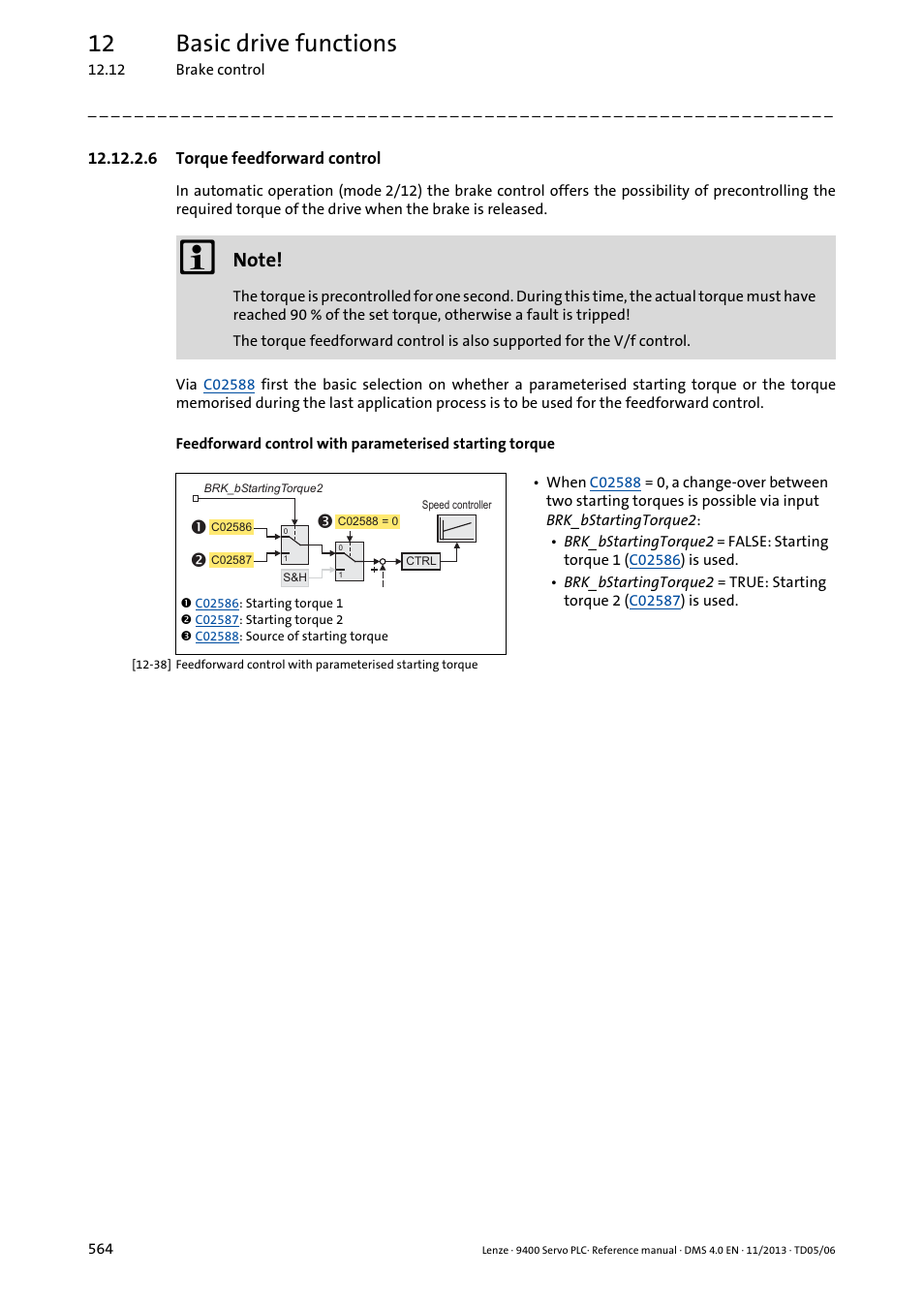 6 torque feedforward control, Torque feedforward control ( 564), 12 basic drive functions | Lenze E94AxPExxxx User Manual | Page 564 / 976