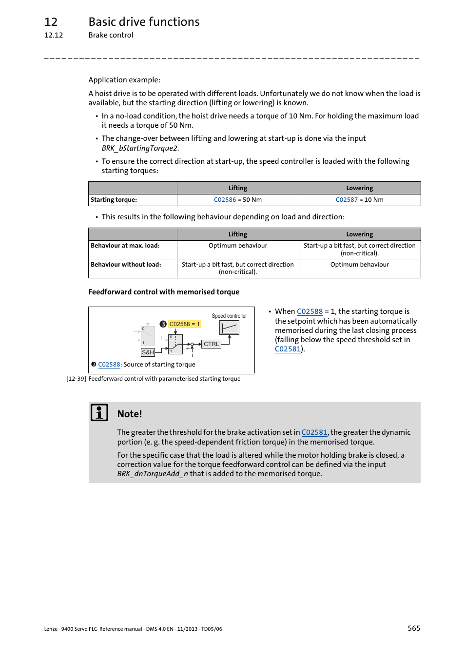 12 basic drive functions | Lenze E94AxPExxxx User Manual | Page 565 / 976