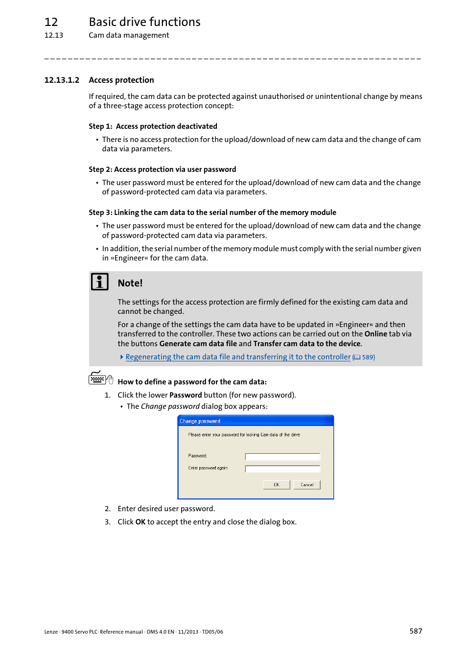 2 access protection, Data, Access protection ( 587) | 12 basic drive functions | Lenze E94AxPExxxx User Manual | Page 587 / 976