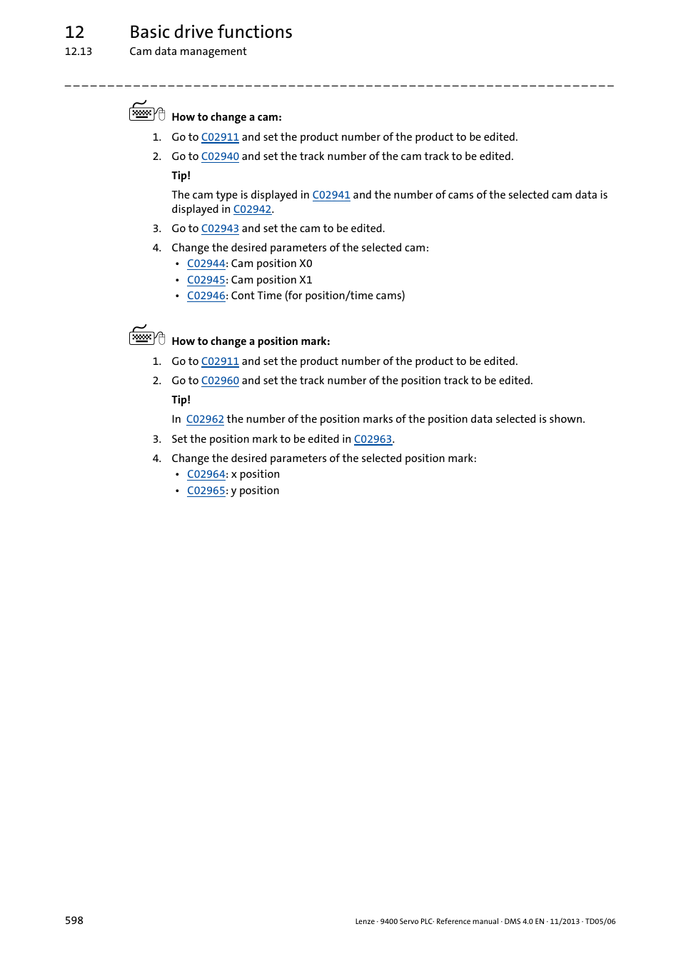 12 basic drive functions | Lenze E94AxPExxxx User Manual | Page 598 / 976
