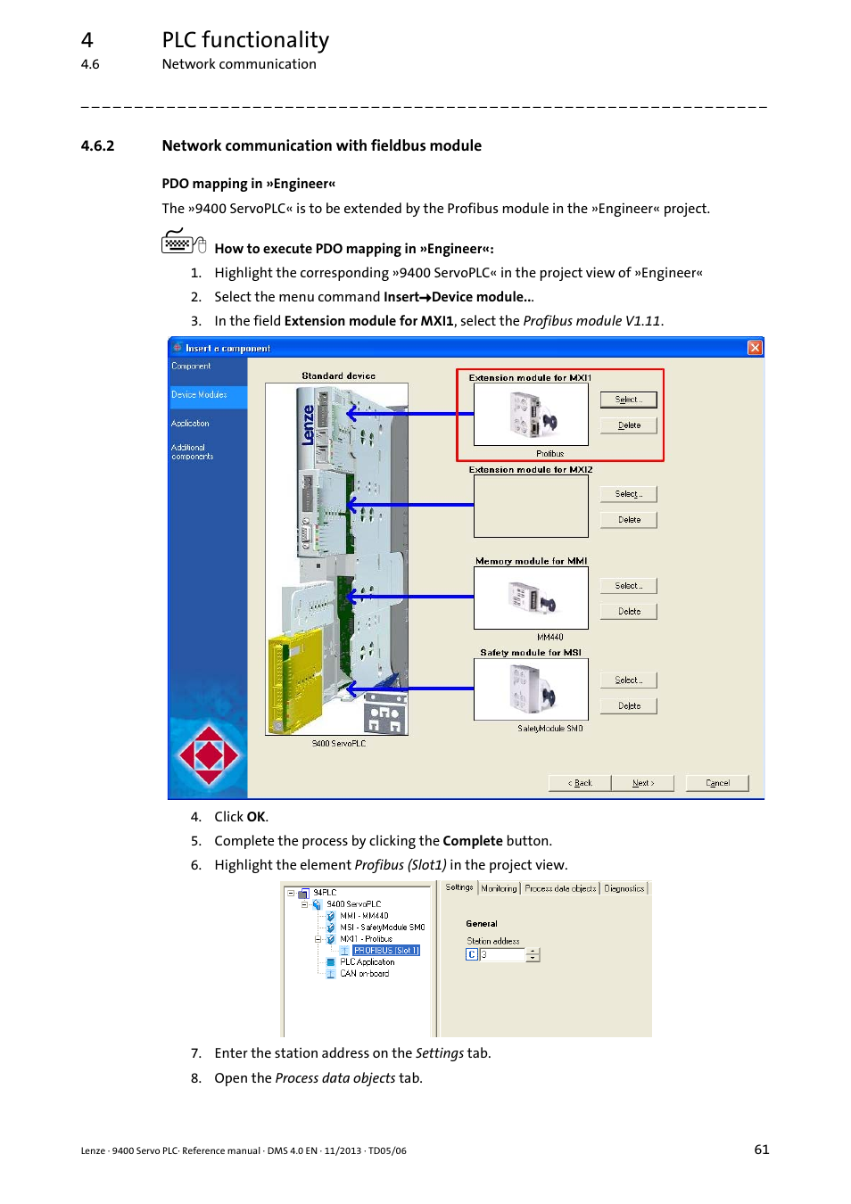 2 network communication with fieldbus module, Network communication with fieldbus module, 4plc functionality | Lenze E94AxPExxxx User Manual | Page 61 / 976