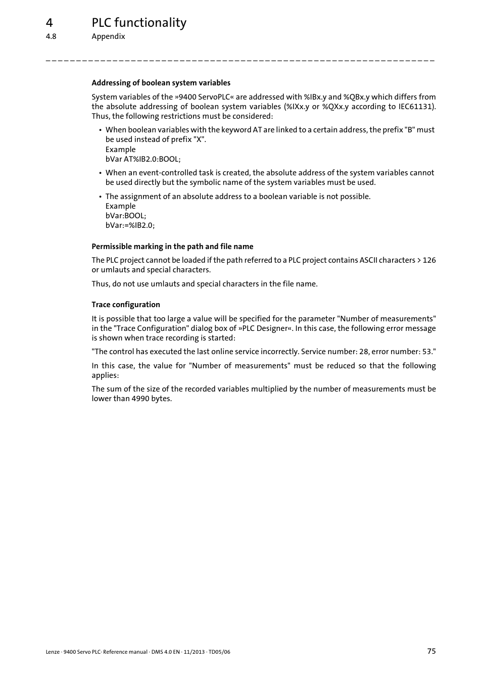4plc functionality | Lenze E94AxPExxxx User Manual | Page 75 / 976