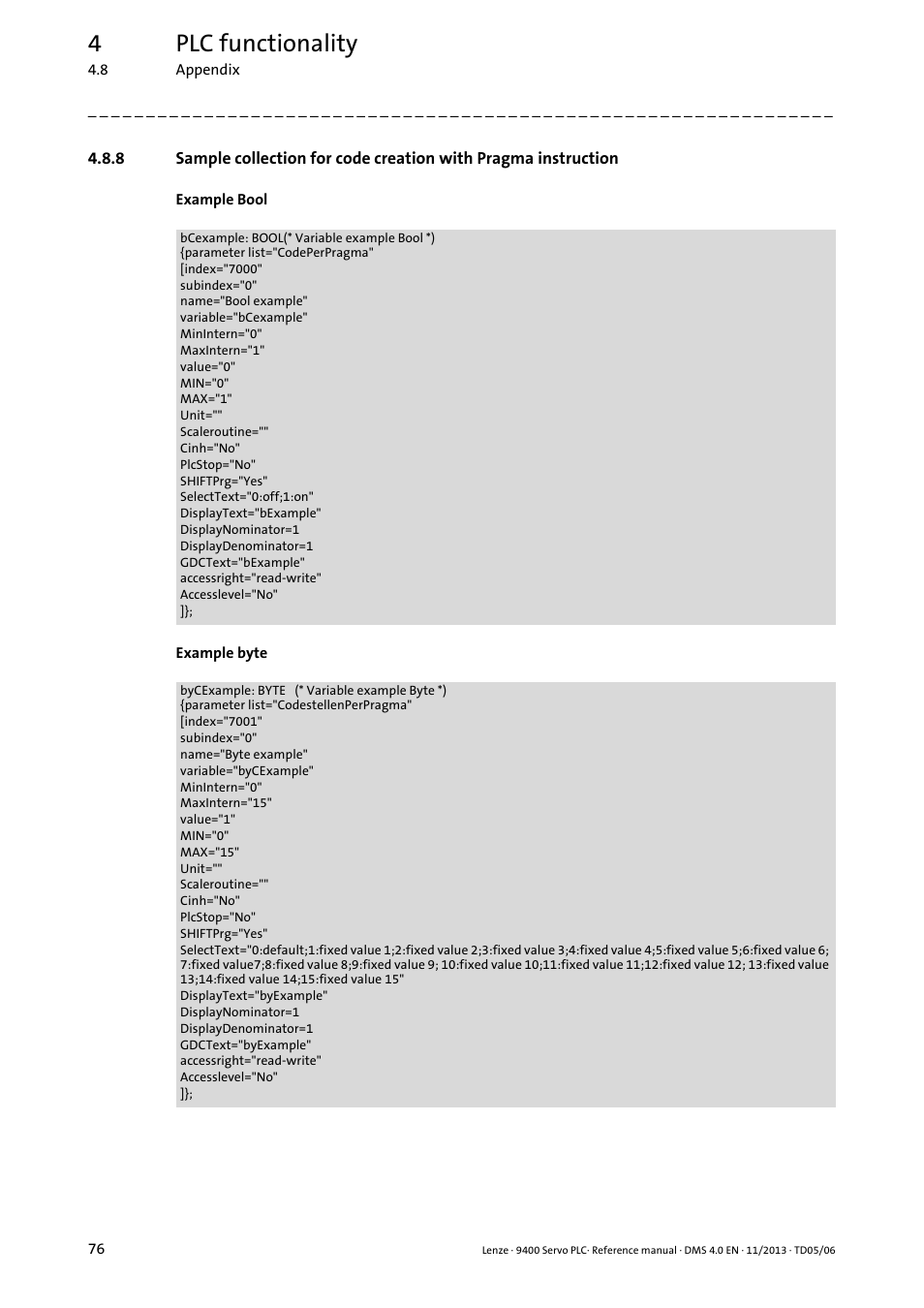 4plc functionality | Lenze E94AxPExxxx User Manual | Page 76 / 976