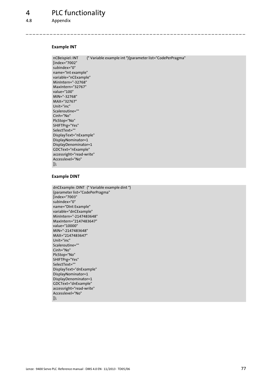 4plc functionality | Lenze E94AxPExxxx User Manual | Page 77 / 976