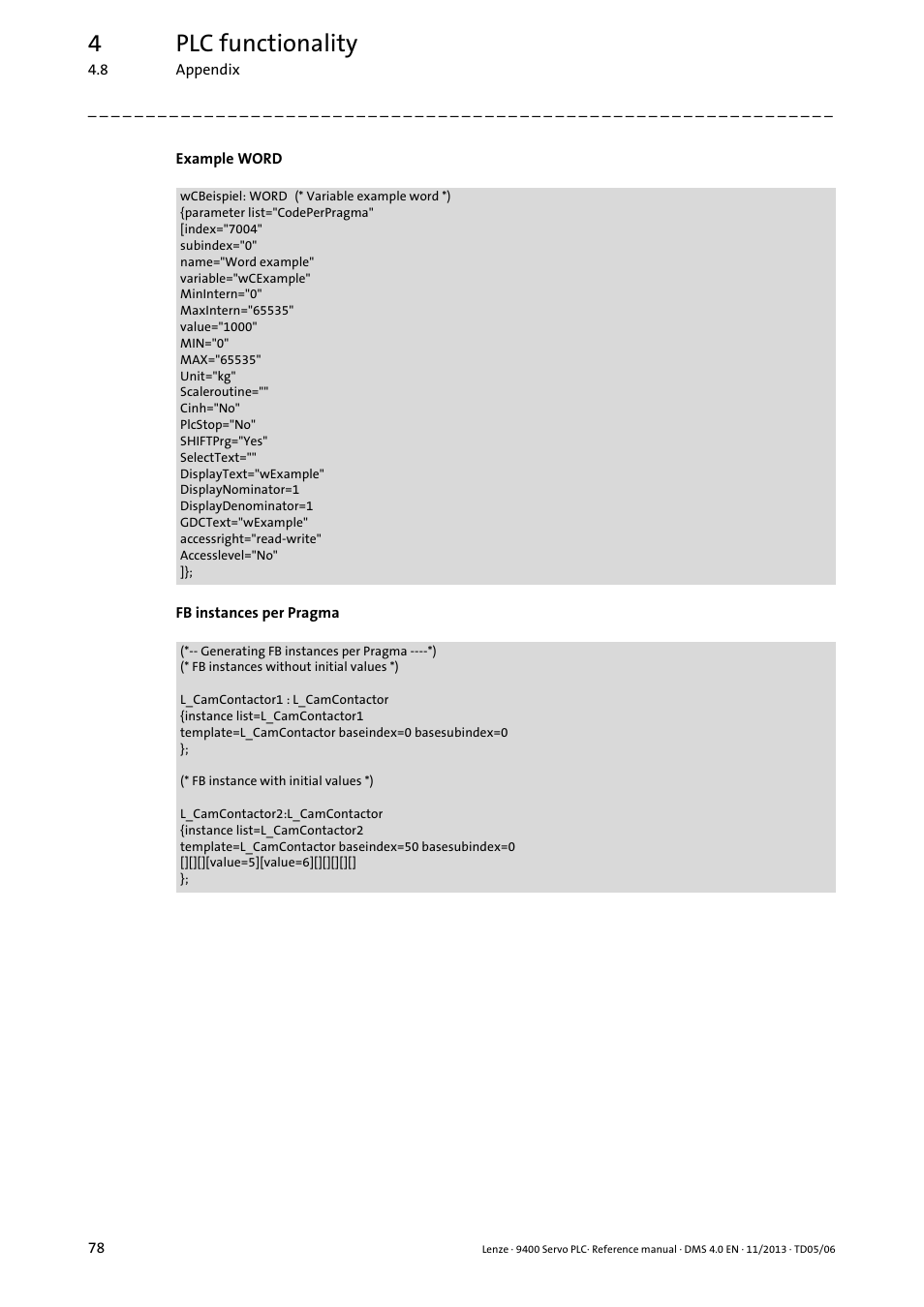 4plc functionality | Lenze E94AxPExxxx User Manual | Page 78 / 976