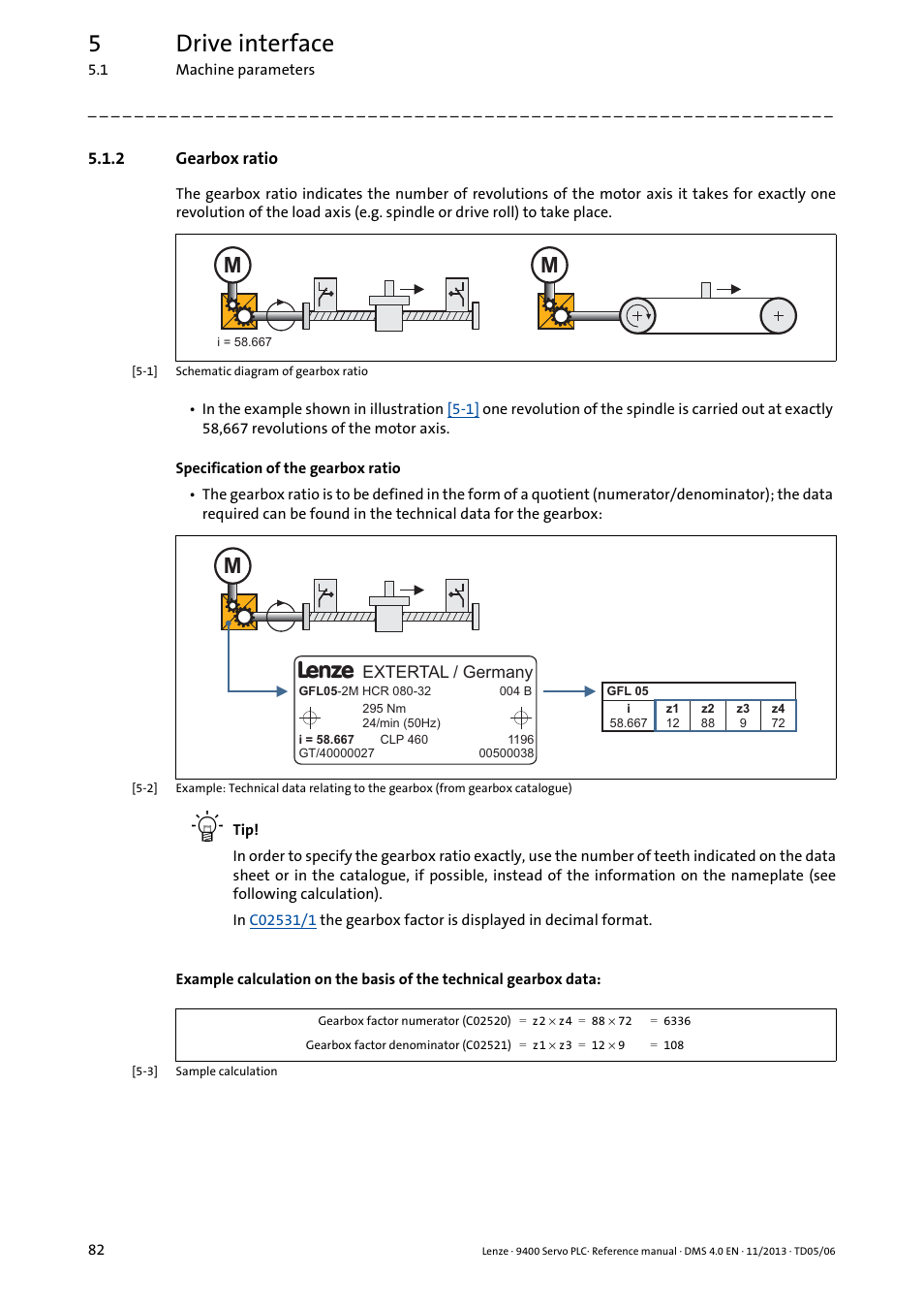 2 gearbox ratio, Gearbox ratio, 5drive interface | Lenze E94AxPExxxx User Manual | Page 82 / 976