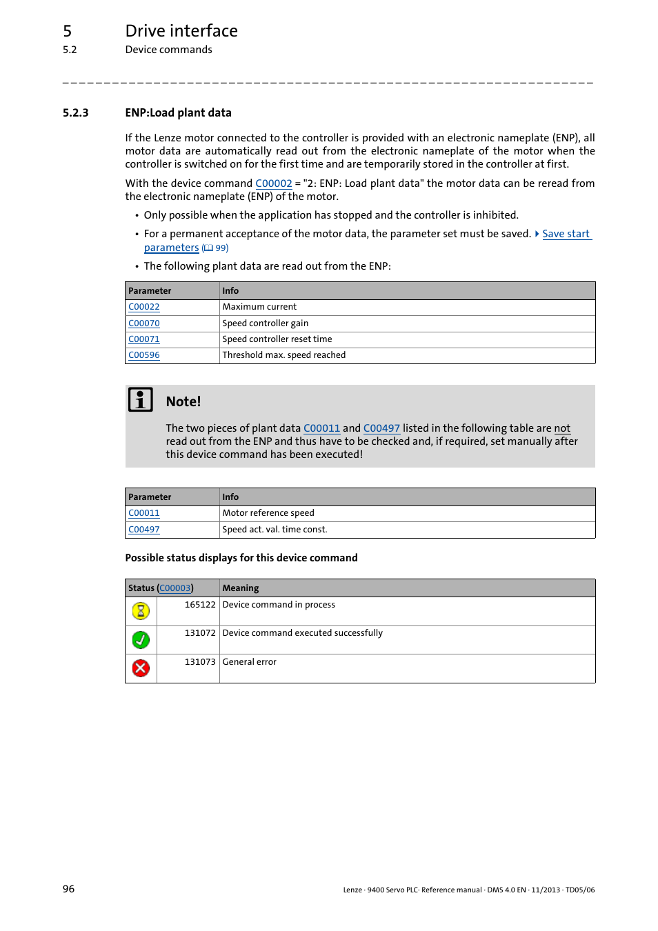 3 enp:load plant data, Enp:load plant data, 5drive interface | Lenze E94AxPExxxx User Manual | Page 96 / 976