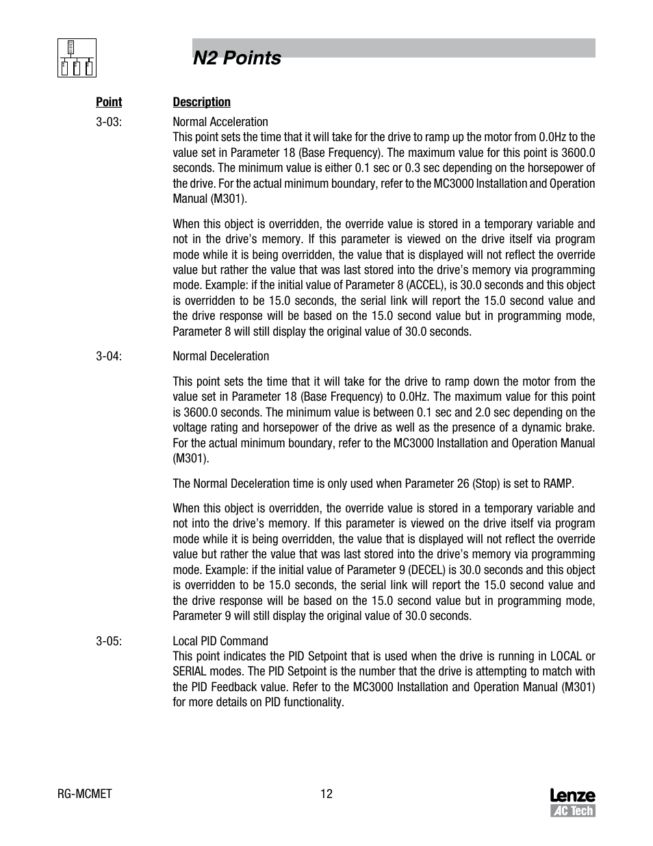 N2 points | Lenze MC3000 Series Drives User Manual | Page 15 / 18
