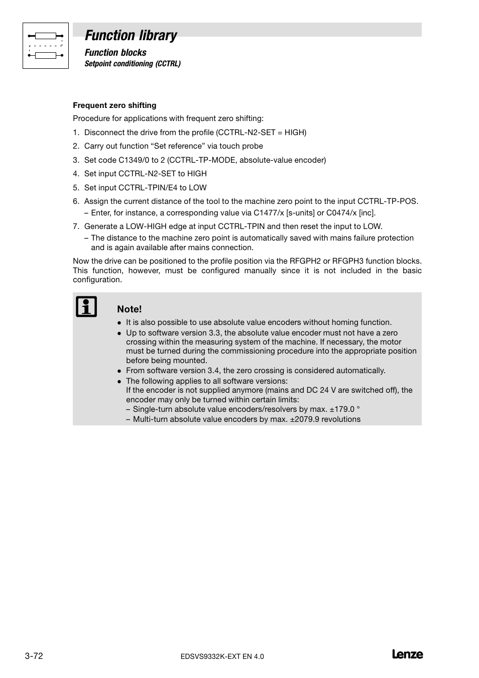 Function library | Lenze EVS9332xK User Manual | Page 100 / 386