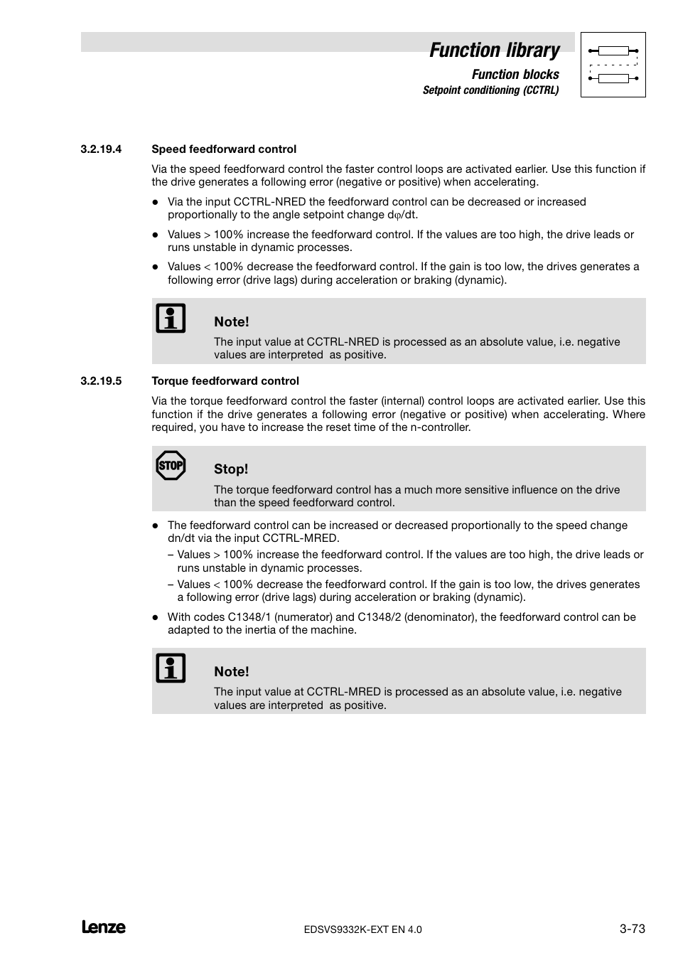 Function library | Lenze EVS9332xK User Manual | Page 101 / 386