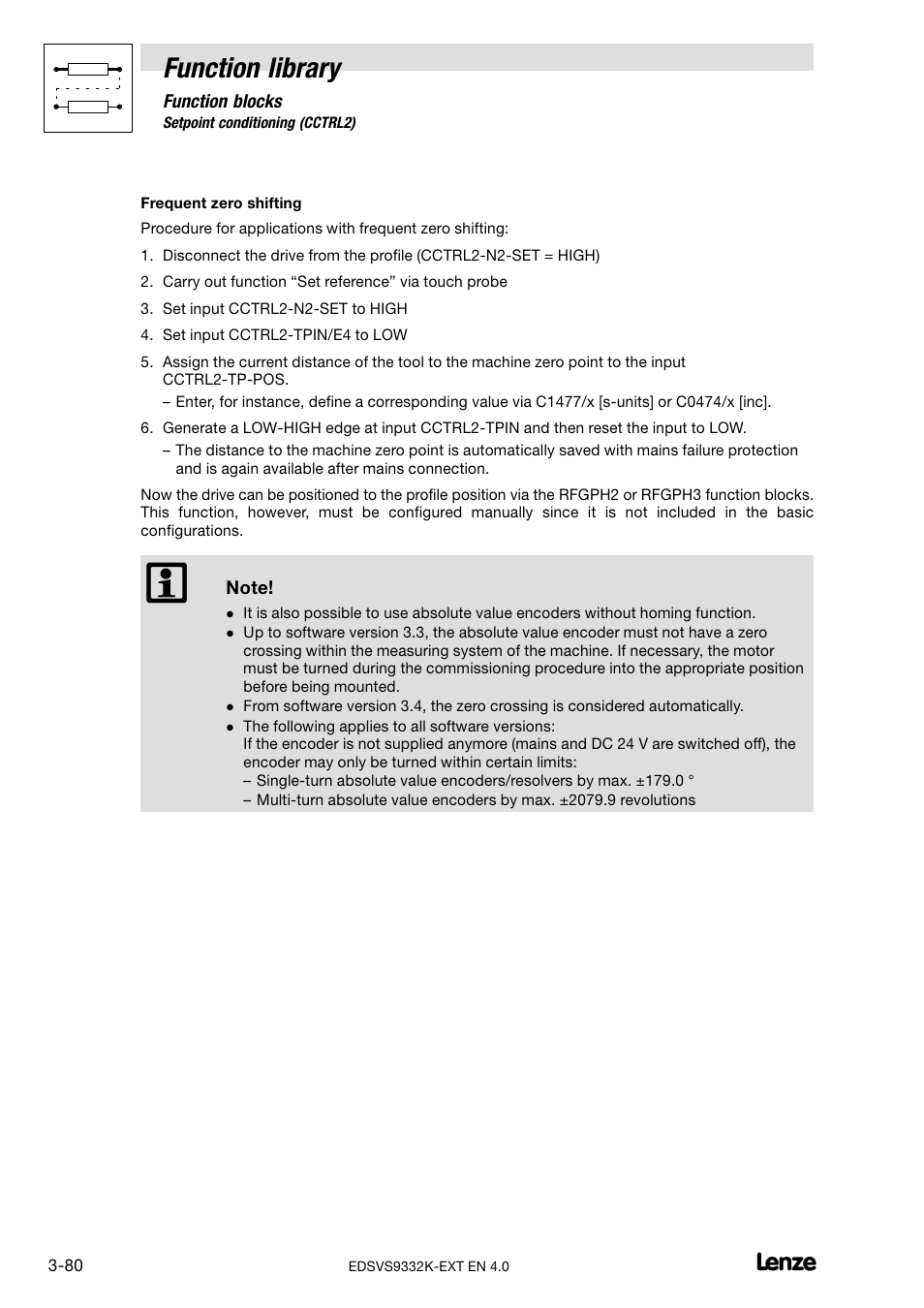 Function library | Lenze EVS9332xK User Manual | Page 108 / 386