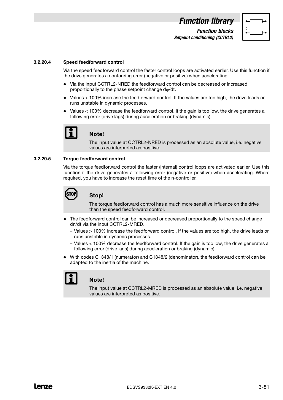 Function library | Lenze EVS9332xK User Manual | Page 109 / 386