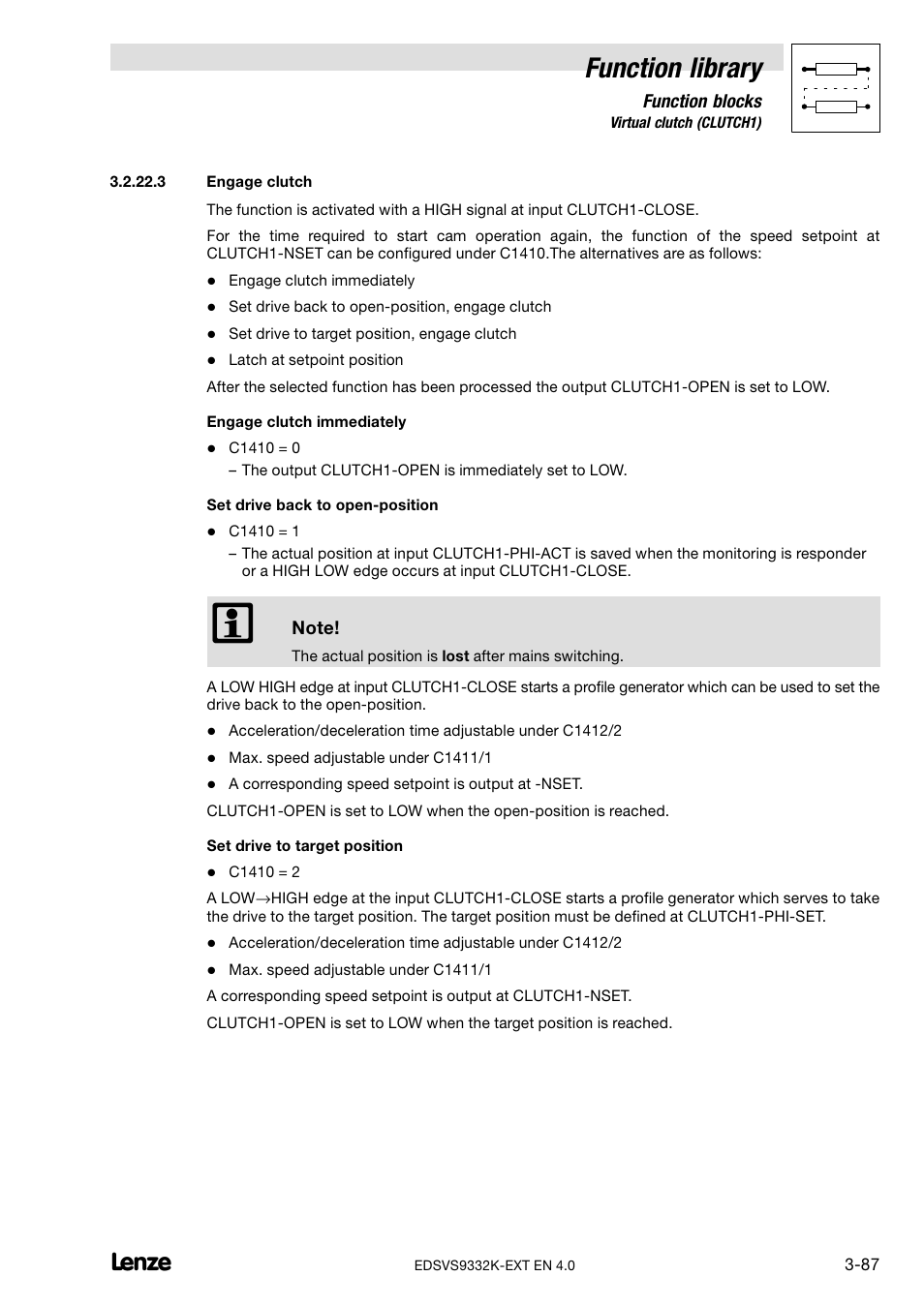 Function library | Lenze EVS9332xK User Manual | Page 115 / 386