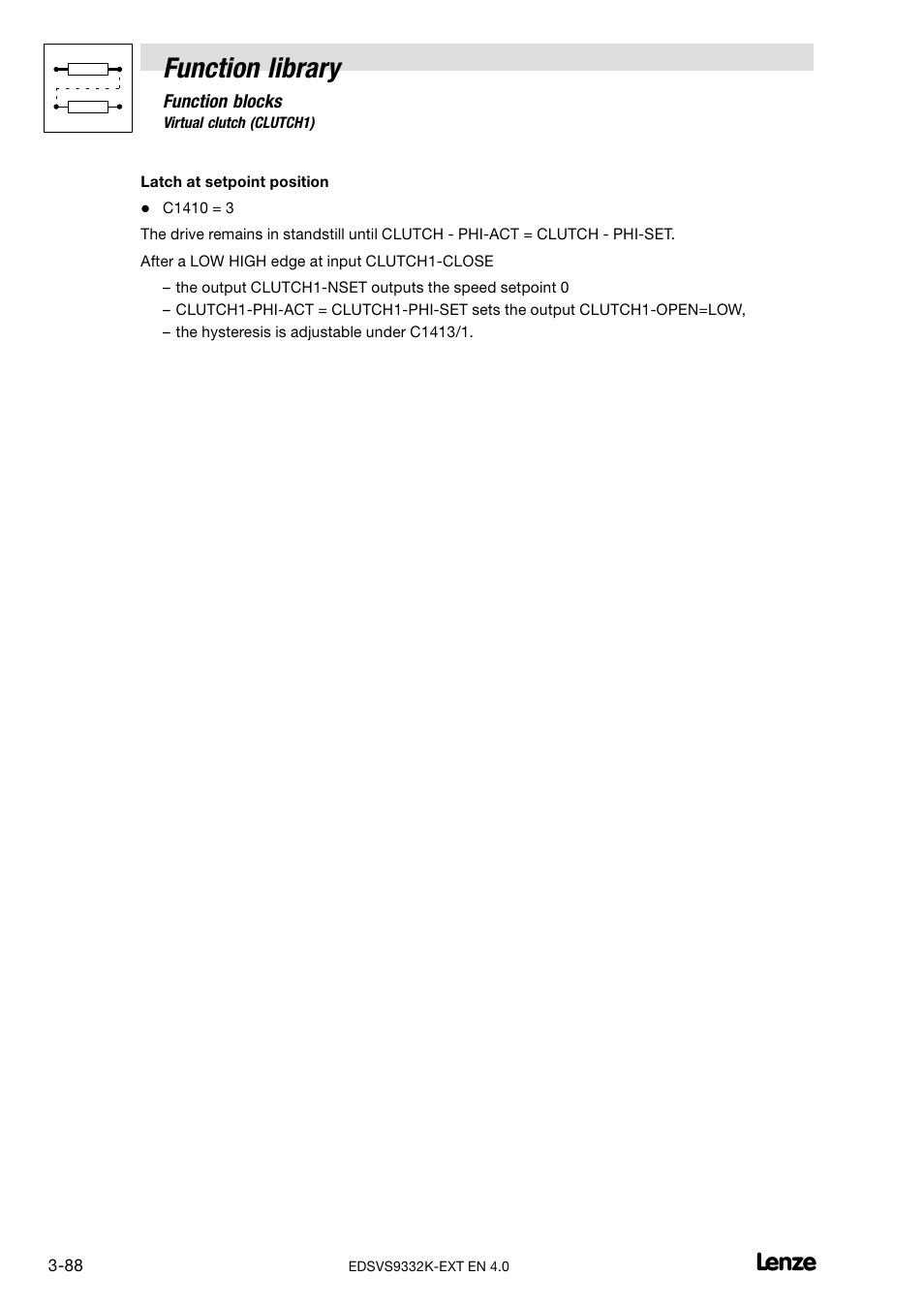 Function library | Lenze EVS9332xK User Manual | Page 116 / 386