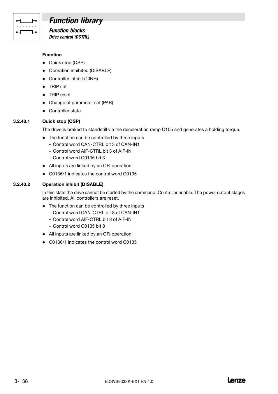 Function library, Function blocks | Lenze EVS9332xK User Manual | Page 166 / 386