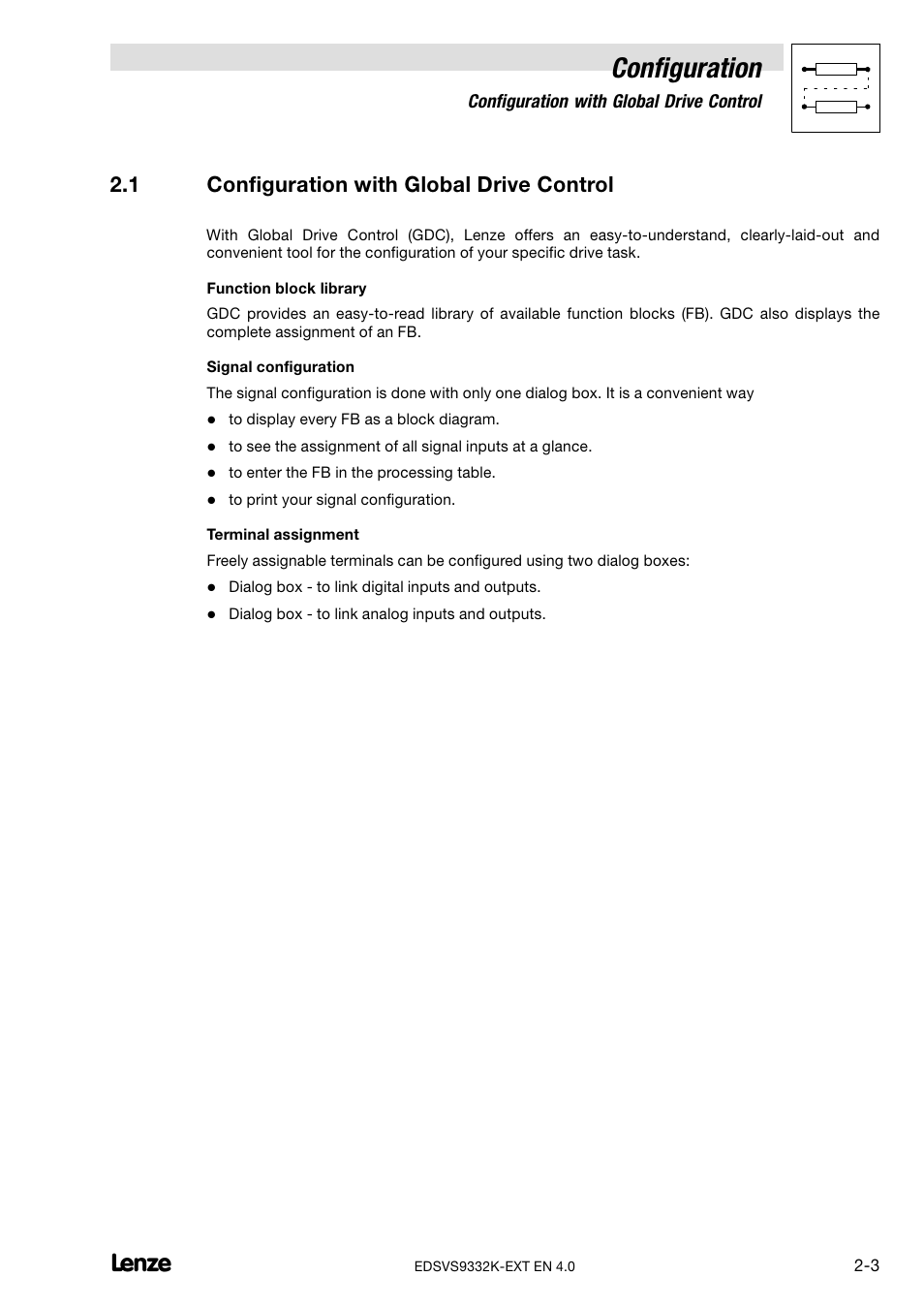 1 configuration with global drive control, Configuration with global drive control, Configuration | Lenze EVS9332xK User Manual | Page 17 / 386