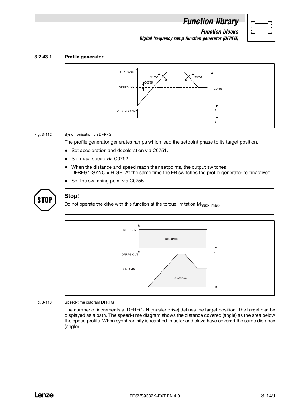 Function library, Function blocks, Stop | Lenze EVS9332xK User Manual | Page 177 / 386