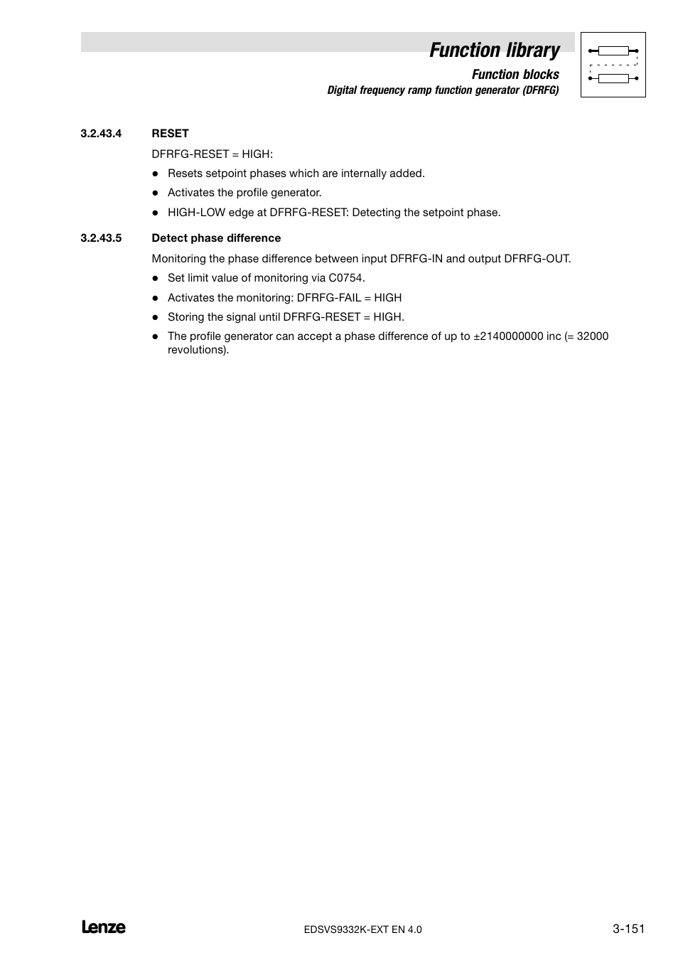 Function library | Lenze EVS9332xK User Manual | Page 179 / 386