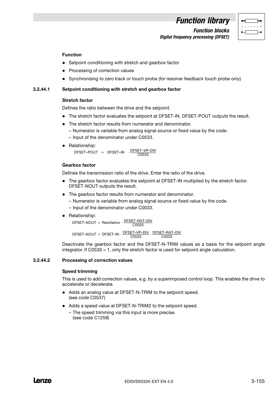 Function library, Function blocks | Lenze EVS9332xK User Manual | Page 183 / 386