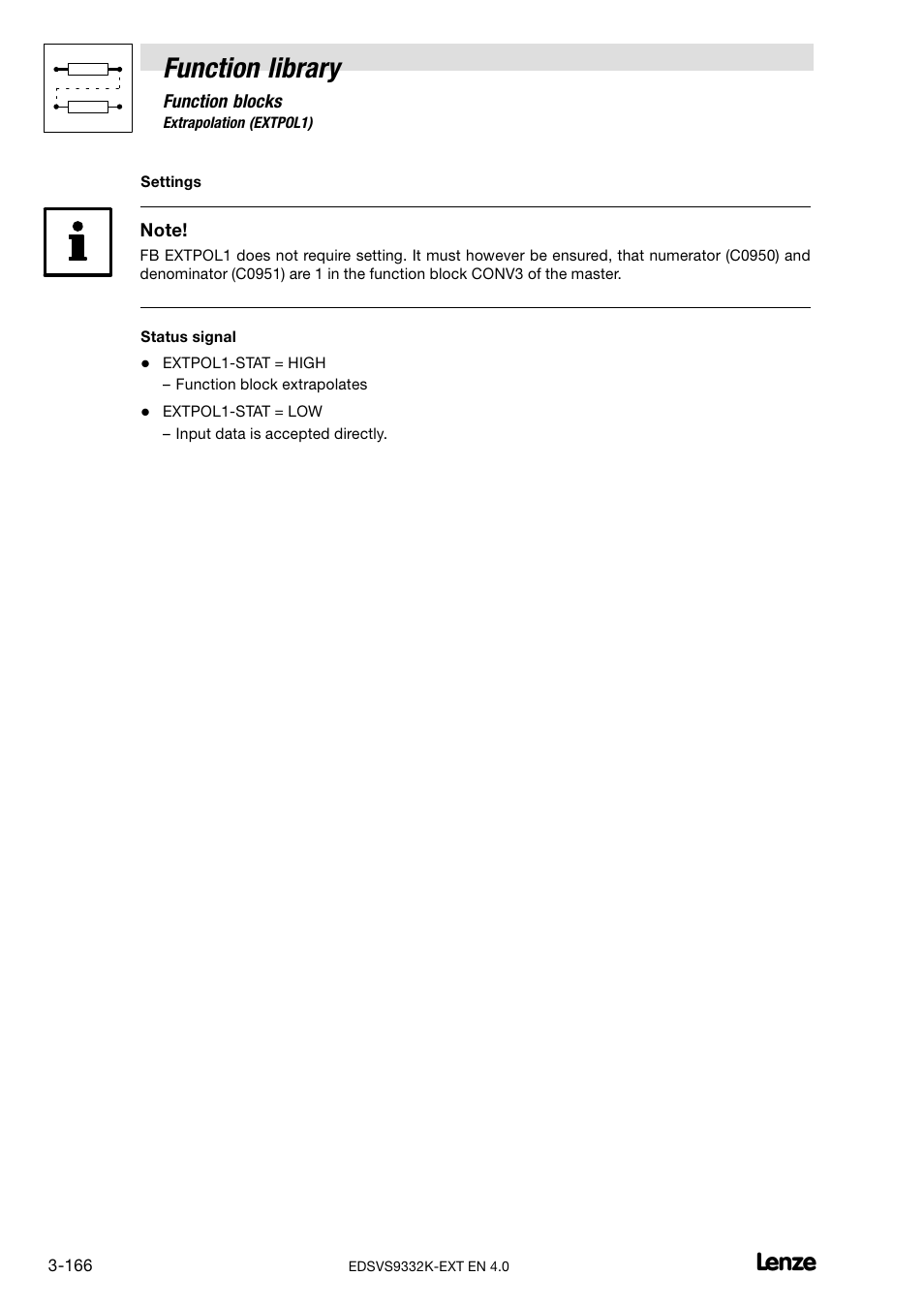 Function library | Lenze EVS9332xK User Manual | Page 194 / 386