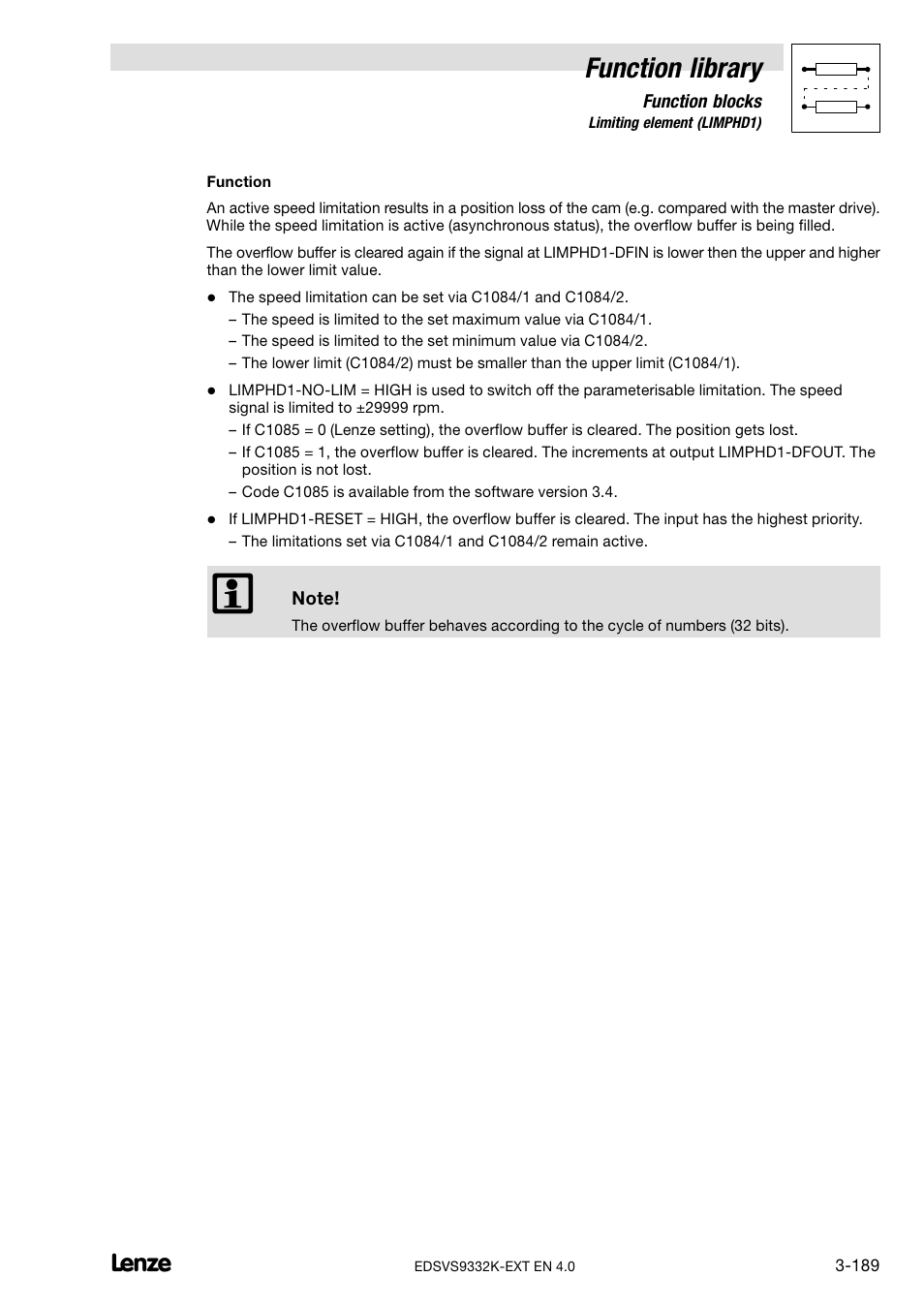 Function library | Lenze EVS9332xK User Manual | Page 217 / 386