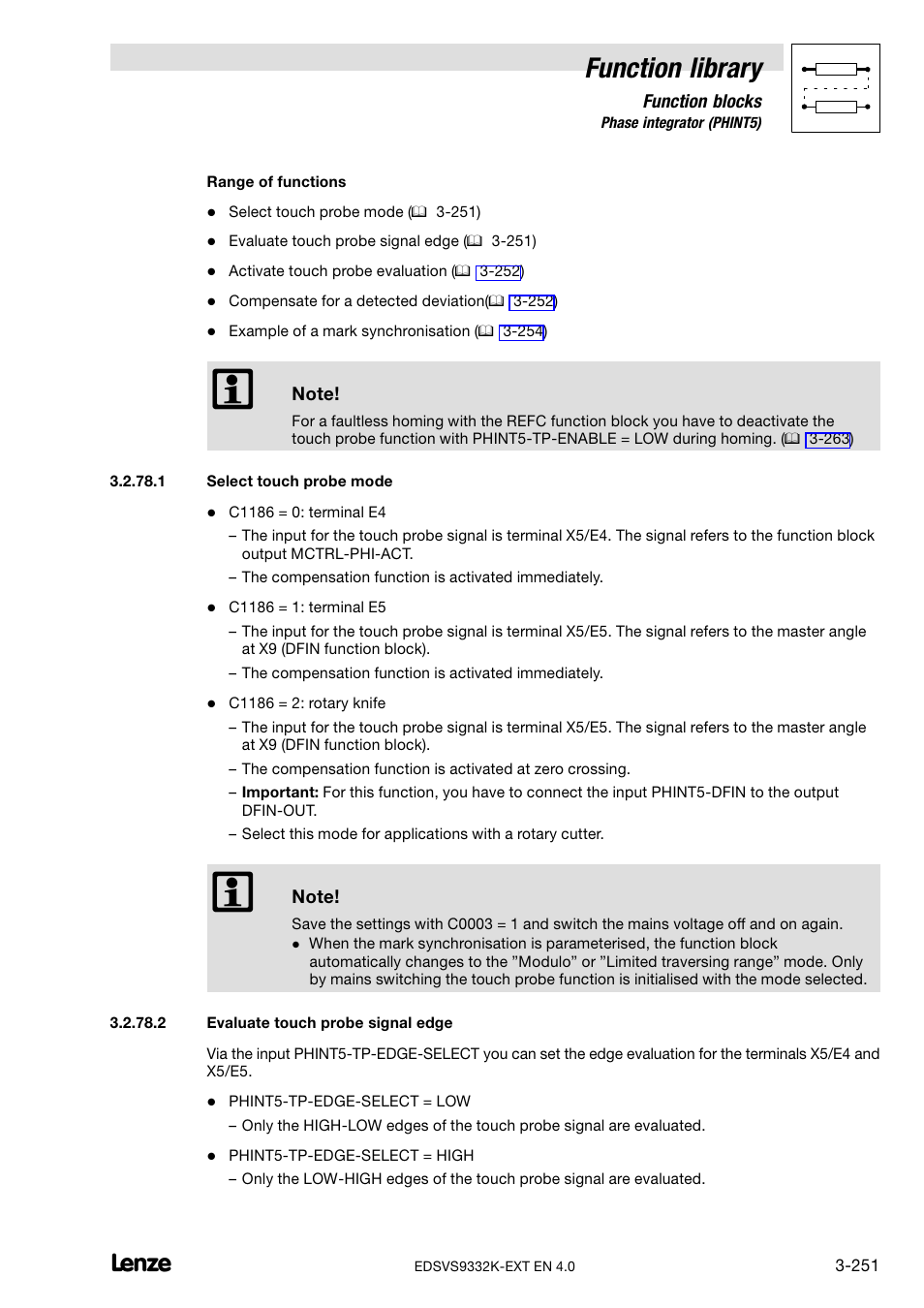 Function library | Lenze EVS9332xK User Manual | Page 279 / 386