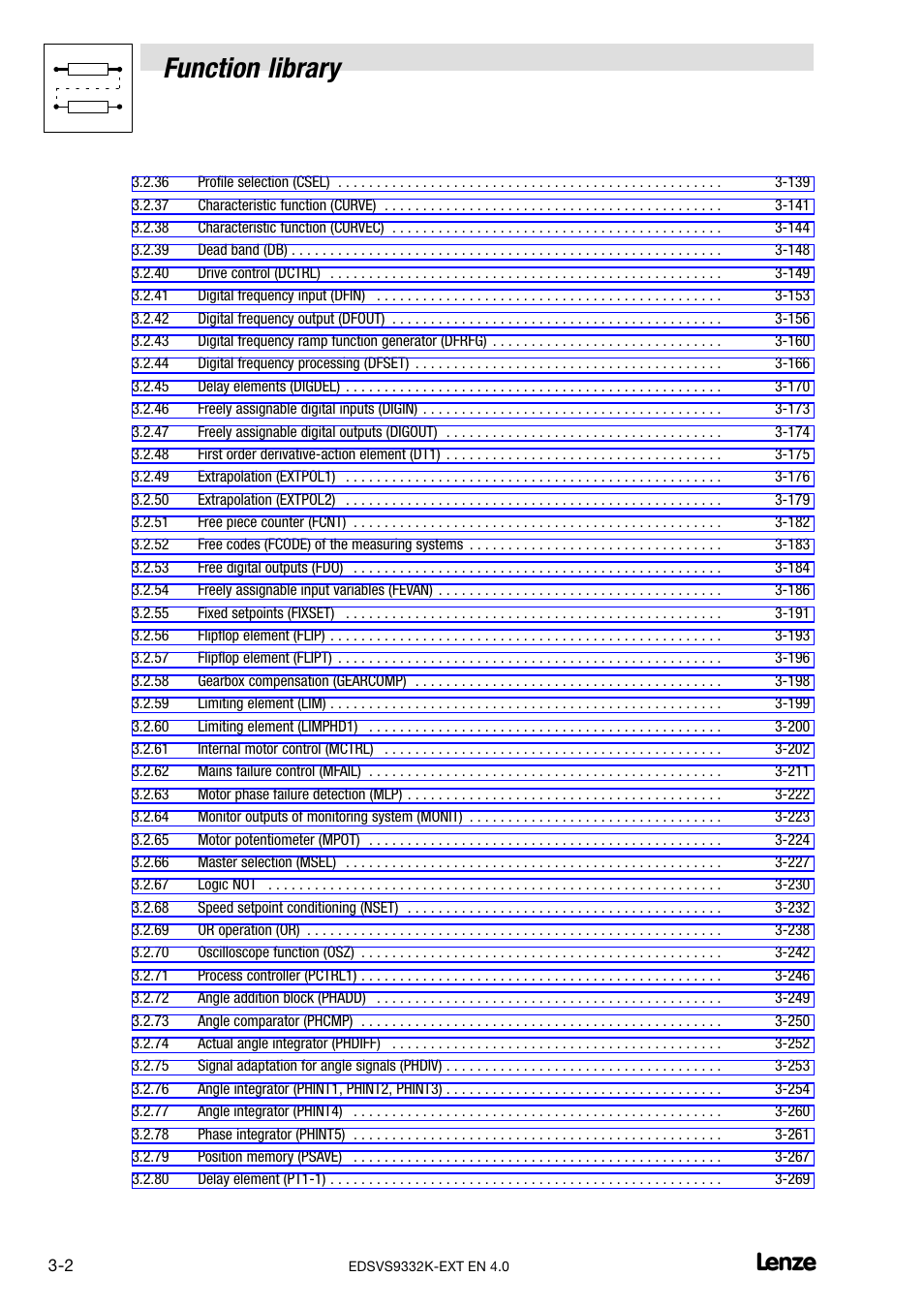 Function library | Lenze EVS9332xK User Manual | Page 30 / 386