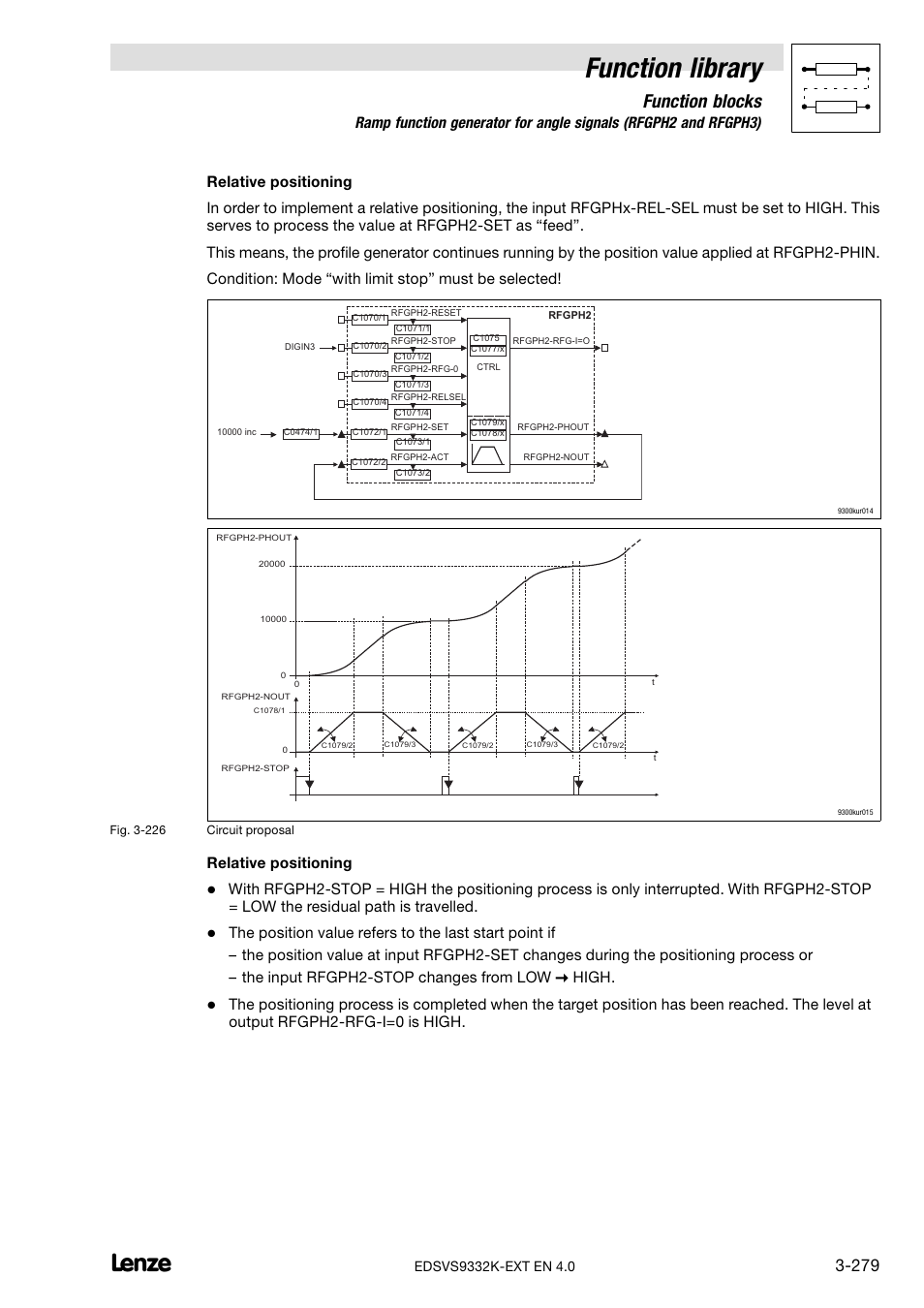 Function library, Function blocks, Relative positioning | Lenze EVS9332xK User Manual | Page 307 / 386