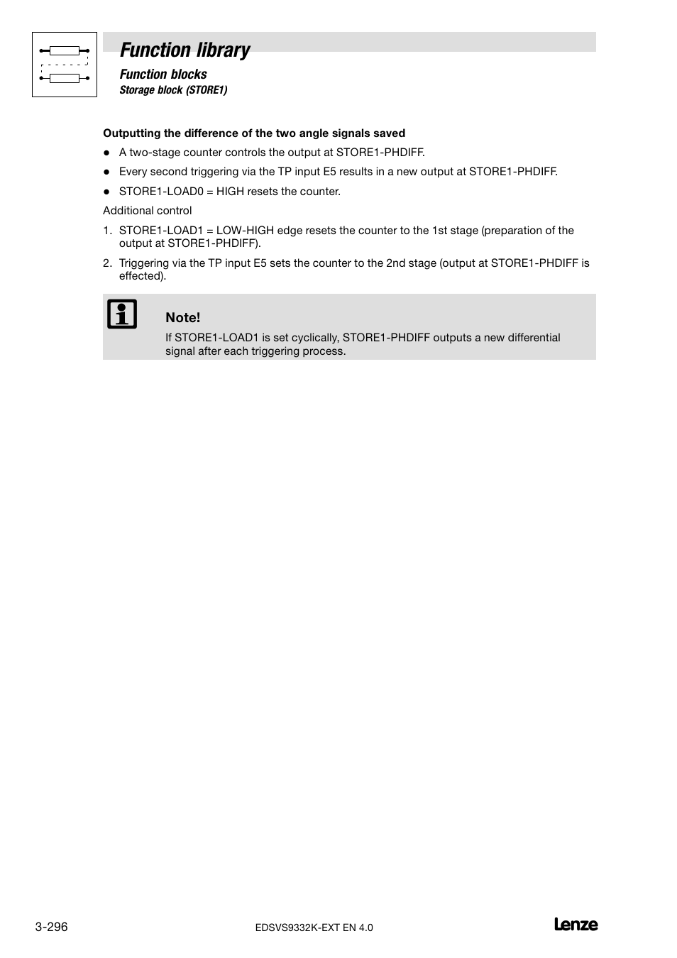 Function library | Lenze EVS9332xK User Manual | Page 324 / 386