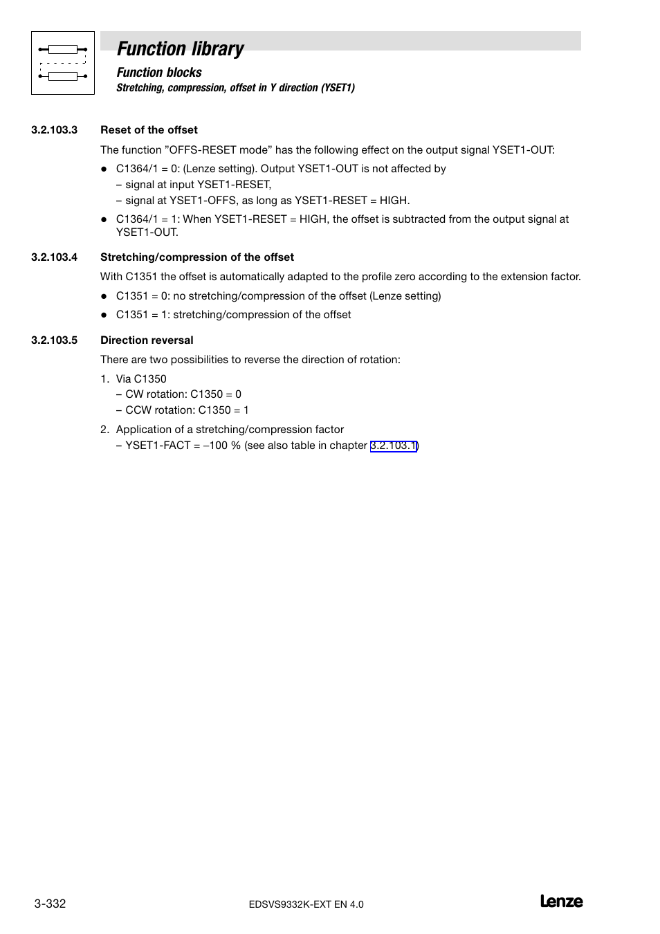 Function library | Lenze EVS9332xK User Manual | Page 360 / 386