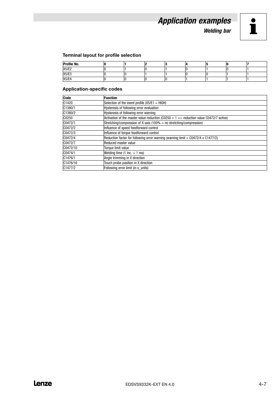 Application examples, 2 welding bar | Lenze EVS9332xK User Manual | Page 367 / 386