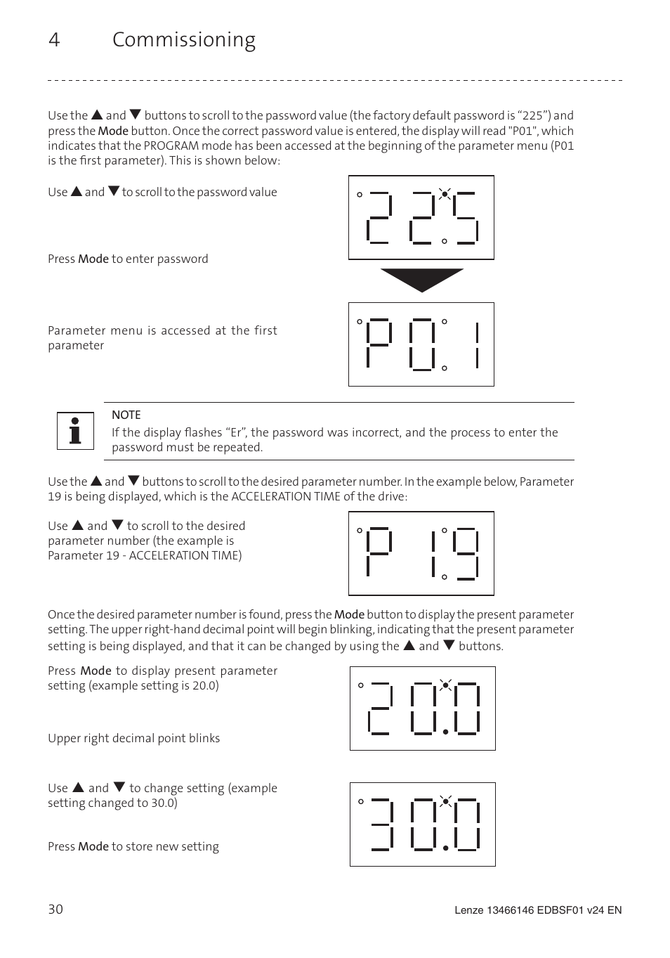 4 commissioning | Lenze SCF frequency inverter User Manual | Page 30 / 68