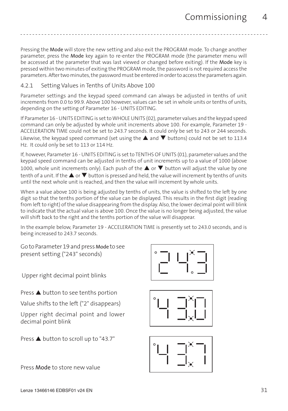 Commissioning 4 | Lenze SCF frequency inverter User Manual | Page 31 / 68