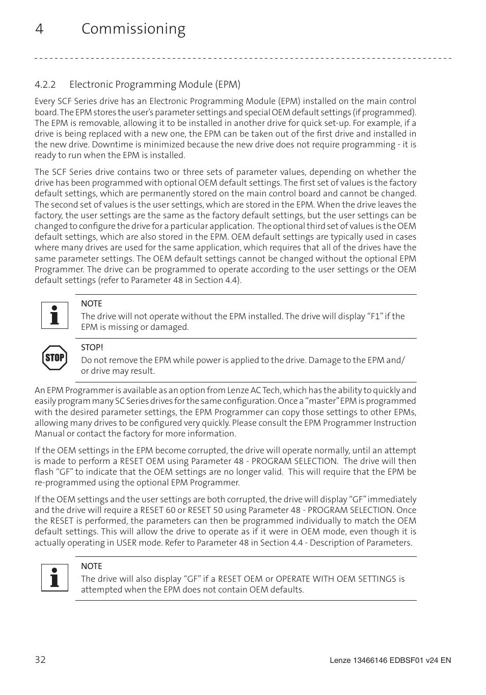 4 commissioning | Lenze SCF frequency inverter User Manual | Page 32 / 68