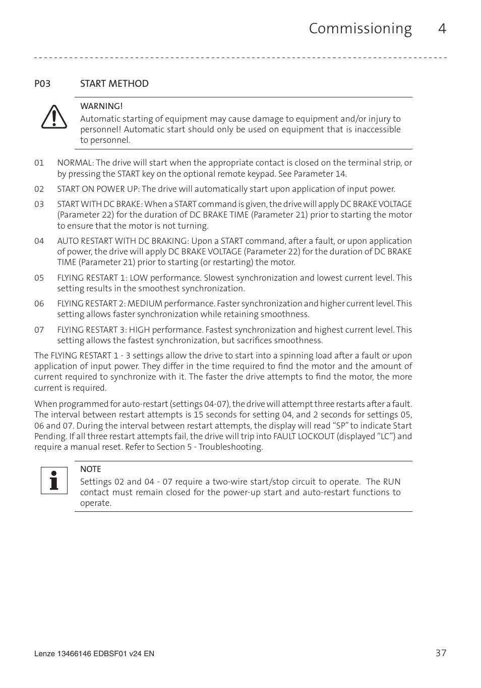 Commissioning 4 | Lenze SCF frequency inverter User Manual | Page 37 / 68