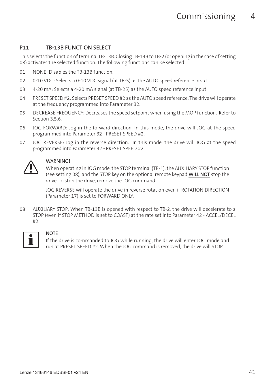 Commissioning 4 | Lenze SCF frequency inverter User Manual | Page 41 / 68
