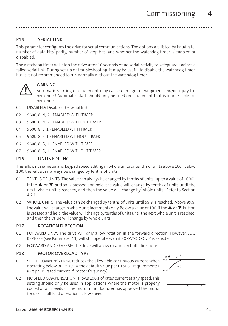 Commissioning 4 | Lenze SCF frequency inverter User Manual | Page 43 / 68