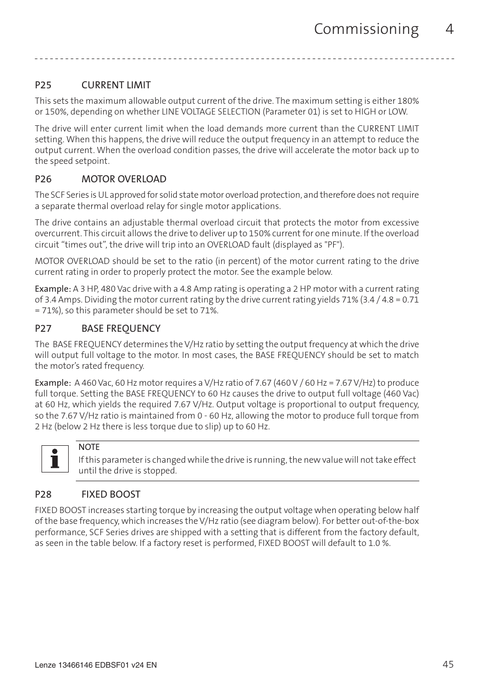 Commissioning 4 | Lenze SCF frequency inverter User Manual | Page 45 / 68