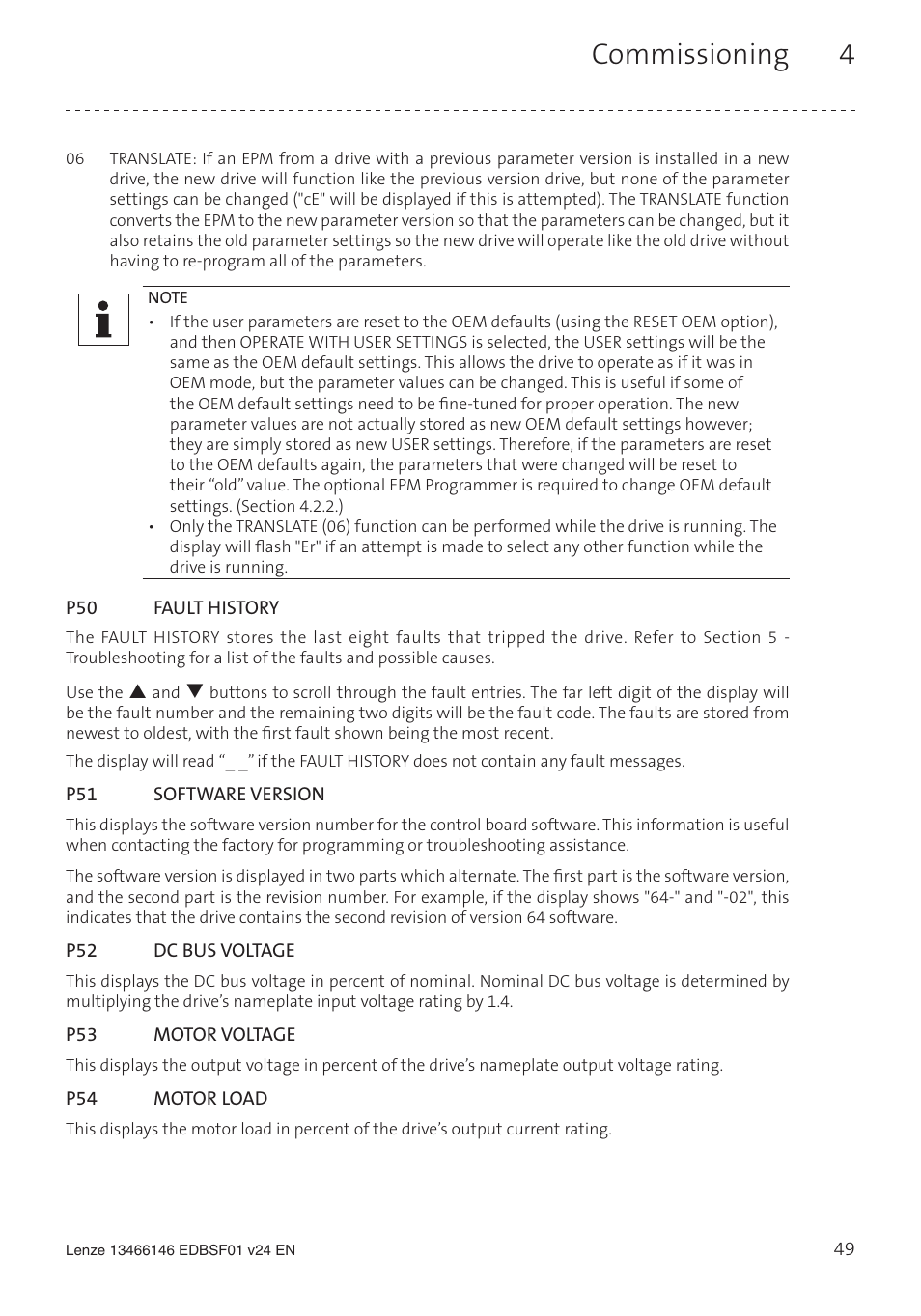 Commissioning 4 | Lenze SCF frequency inverter User Manual | Page 49 / 68