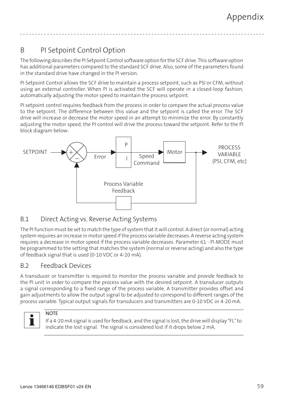 Appendix, Bpi setpoint control option | Lenze SCF frequency inverter User Manual | Page 59 / 68