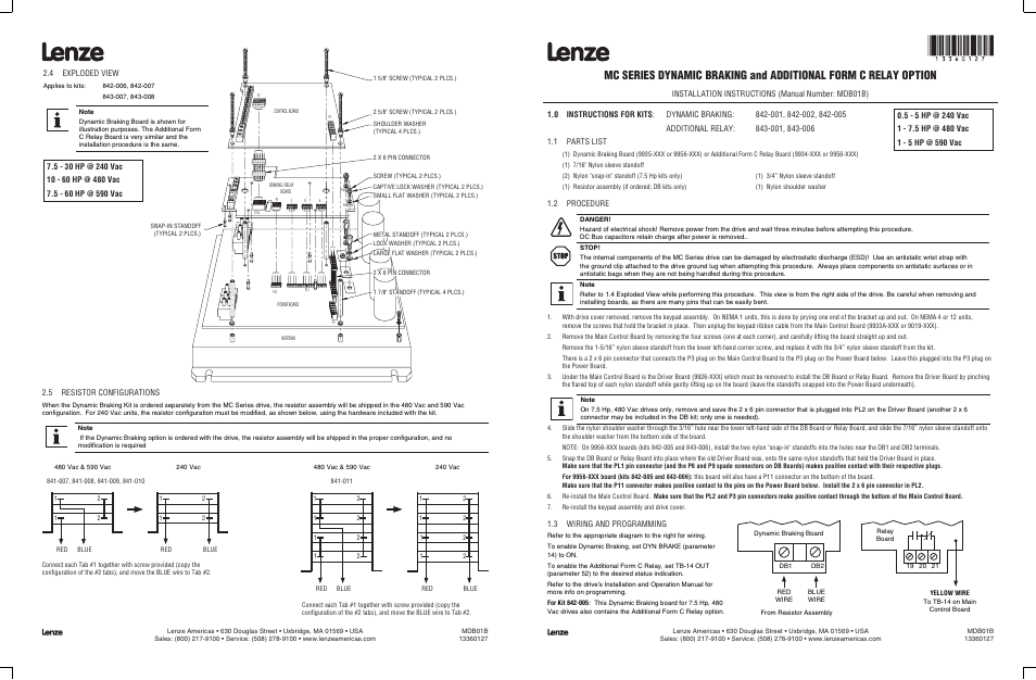 Lenze MC Series dynamic braking and form C relay User Manual | 2 pages