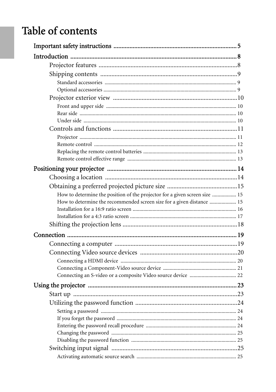 BenQ W500 User Manual | Page 2 / 54