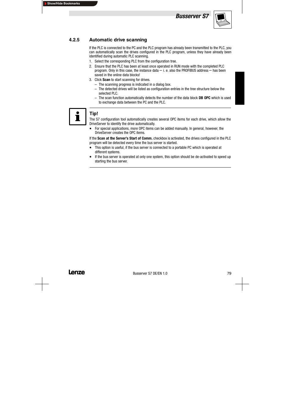 5 automatic drive scanning, Automatic drive scanning, Busserver s7 | Lenze Drive Server Bus server S7 getting started User Manual | Page 18 / 63