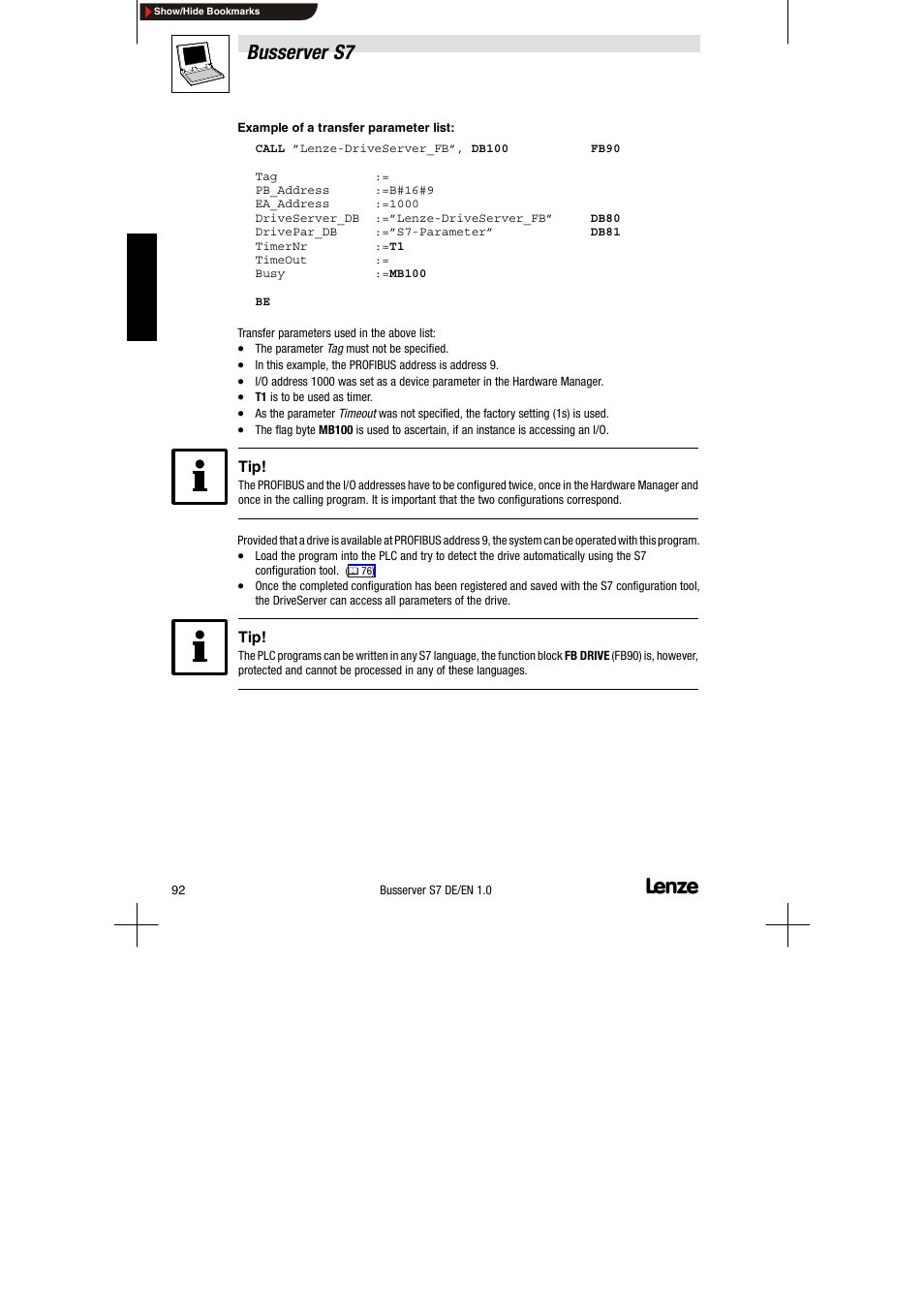 Busserver s7 | Lenze Drive Server Bus server S7 getting started User Manual | Page 31 / 63